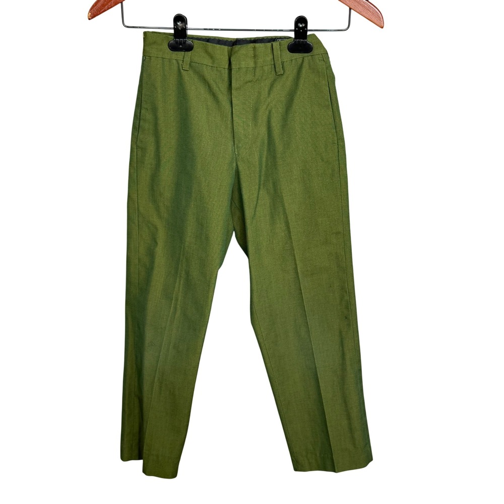 Vintage 70s Sears PERMA-PREST Kids Dress Pants 22x20 Green Textured Trousers